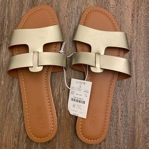J.CREW size 7 Gold Slides …NWT